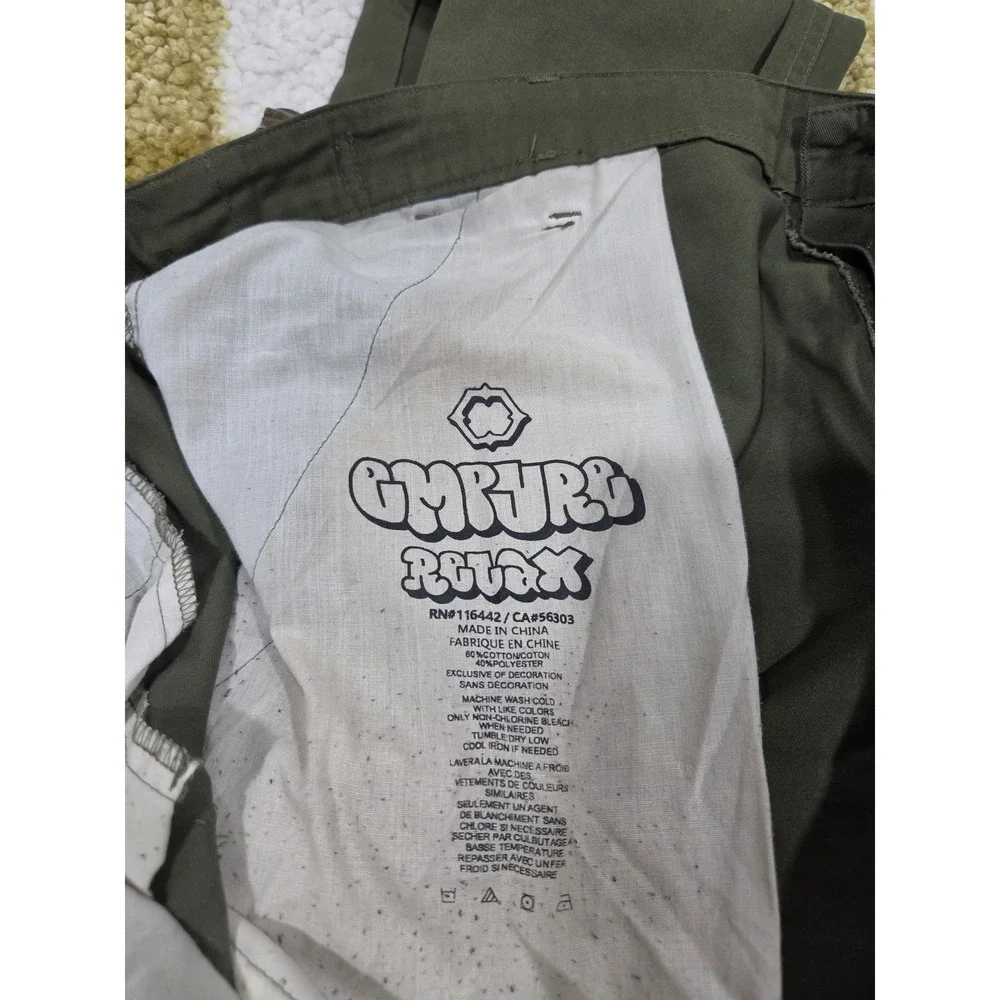 Gnu Guru Relax Cargo Pants Mens 40 Olive Green Utility Workwear Straight Leg